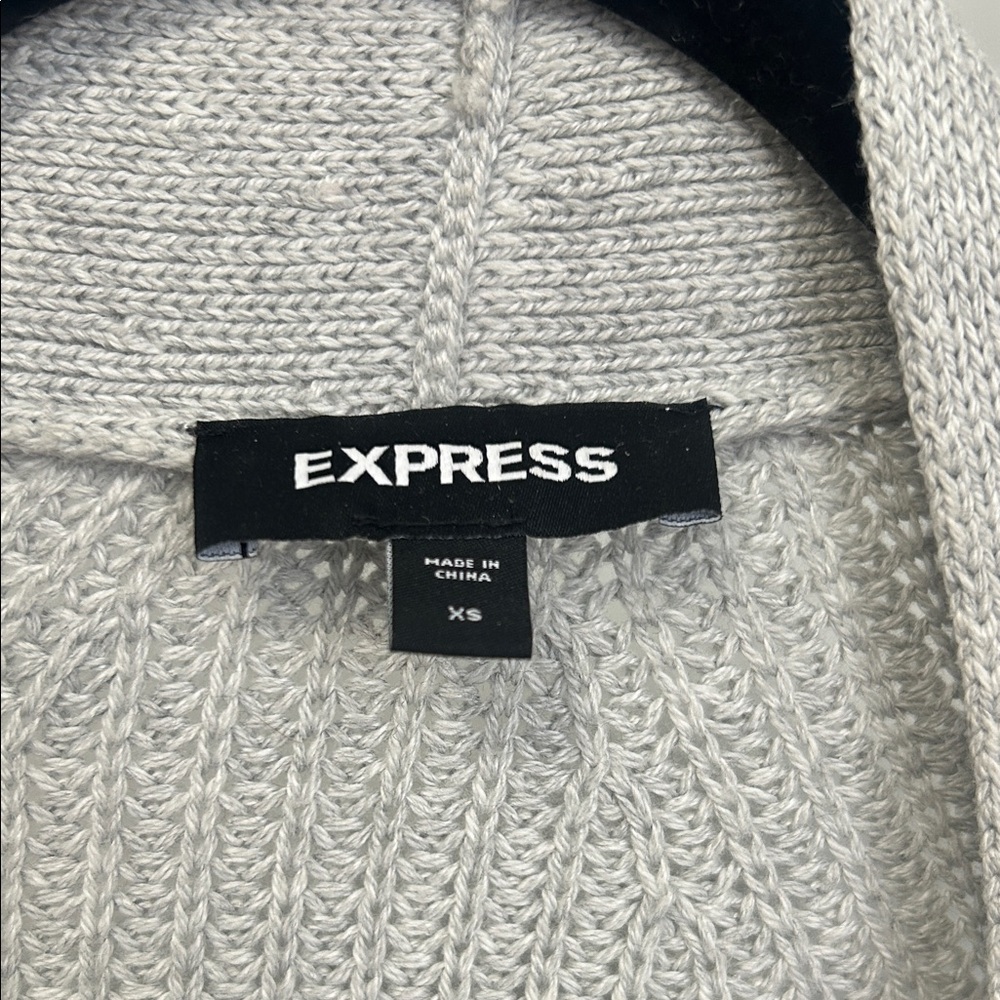 Express Light Gray Open-Front Cardigan - Picture 2 of 4